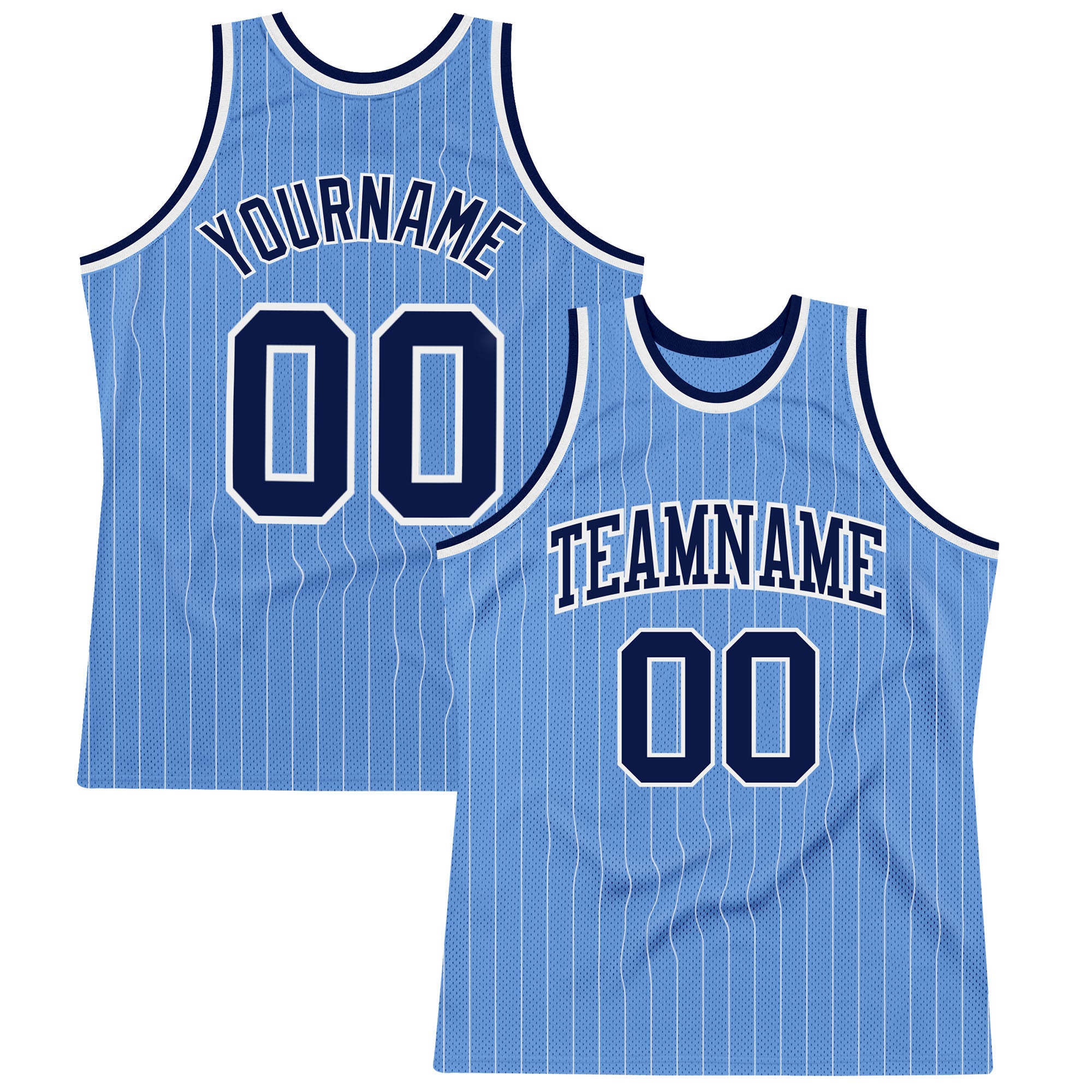 Cheap Custom Powder Blue White Pinstripe Navy-White Authentic