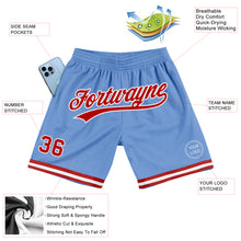 Load image into Gallery viewer, Custom Light Blue Red-White Authentic Throwback Basketball Shorts
