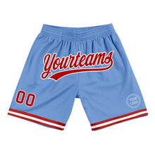 Charger l&#39;image dans la galerie, Custom Light Blue Red-White Authentic Throwback Basketball Shorts
