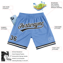 Load image into Gallery viewer, Custom Light Blue Black-White Authentic Throwback Basketball Shorts
