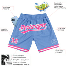 Load image into Gallery viewer, Custom Light Blue Pink-White Authentic Throwback Basketball Shorts
