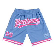 Load image into Gallery viewer, Custom Light Blue Pink-White Authentic Throwback Basketball Shorts

