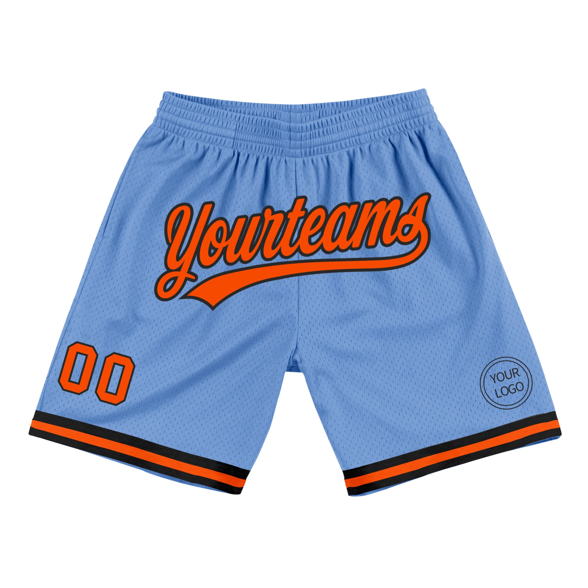 Custom Light Blue Orange-Black Authentic Throwback Basketball