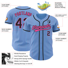 Load image into Gallery viewer, Custom Light Blue Pink Pinstripe Black Authentic Baseball Jersey
