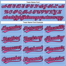 Load image into Gallery viewer, Custom Light Blue Pink Pinstripe Black Authentic Baseball Jersey
