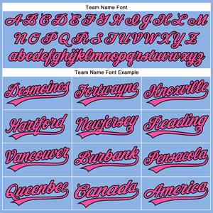 Custom Light Blue Pink Pinstripe Black Authentic Baseball Jersey