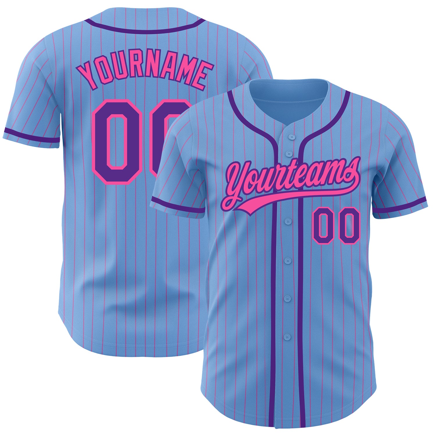 Custom Light Blue Pink Pinstripe Pink-White Authentic Baseball Jersey  Discount