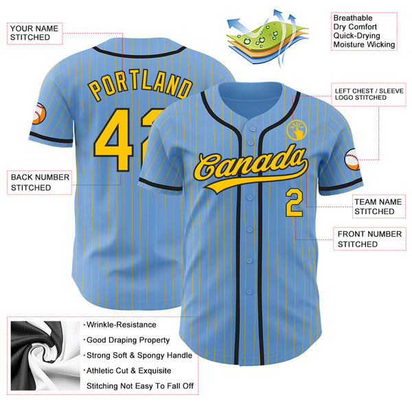 Custom Cream Light Blue Pinstripe Black Authentic Baseball Jersey