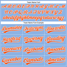 Load image into Gallery viewer, Custom Light Blue Orange Pinstripe White Authentic Baseball Jersey
