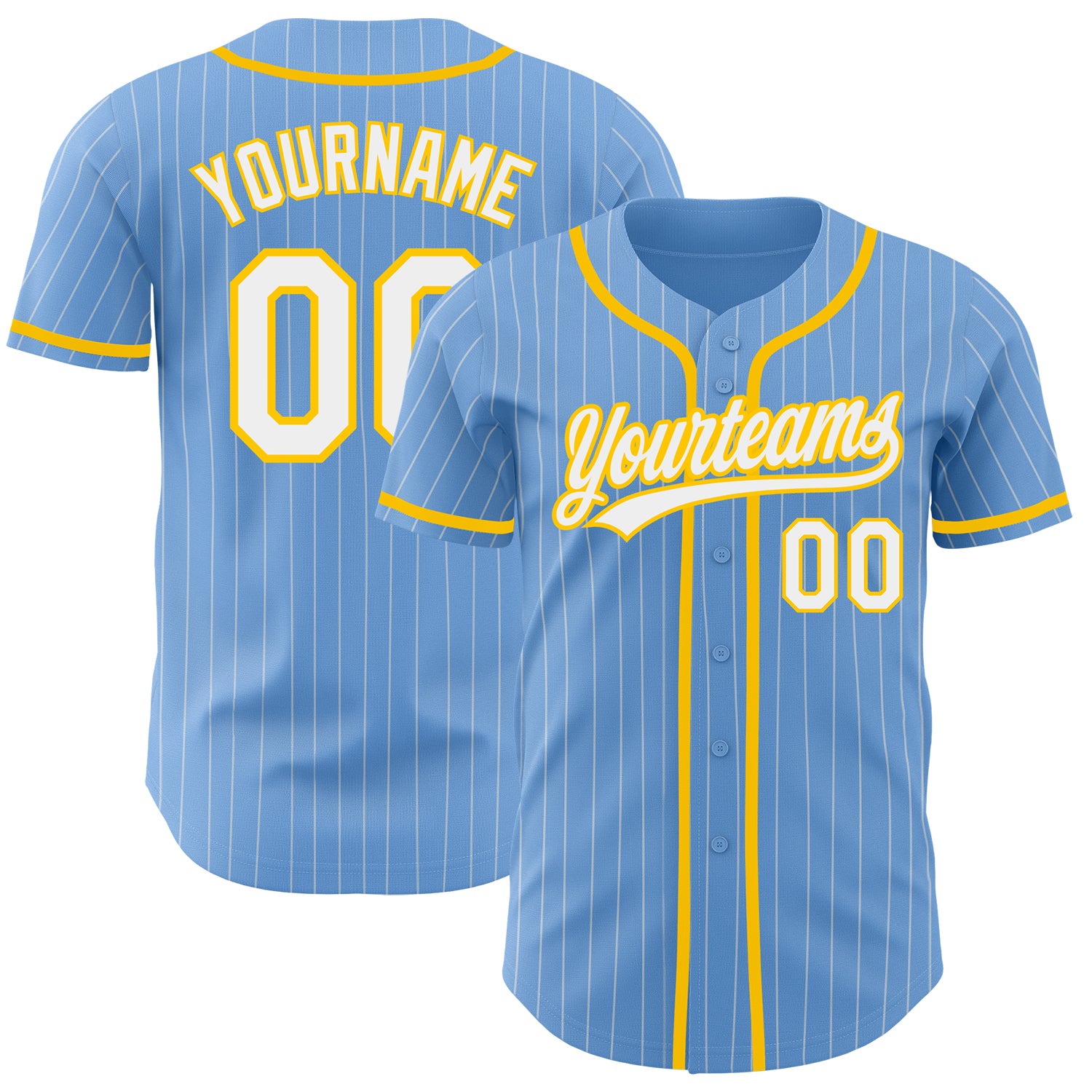 Custom White Light Blue Pinstripe Light Blue-Yellow Authentic Baseball  Jersey Free Shipping – Fiitg