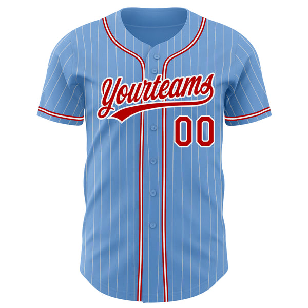 Cheap Custom Light Blue White Pinstripe White-Red Authentic Baseball Jersey  Free Shipping – CustomJerseysPro