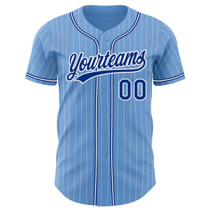 Custom Light Blue White Pinstripe Royal Authentic Baseball Jersey