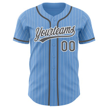 Laden Sie das Bild in den Galerie-Viewer, Custom Light Blue White Pinstripe Steel Gray Authentic Baseball Jersey
