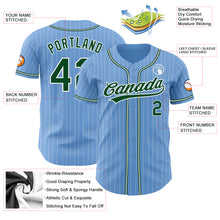 Load image into Gallery viewer, Custom Light Blue White Pinstripe Green Authentic Baseball Jersey
