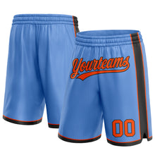 Laden Sie das Bild in den Galerie-Viewer, Custom Light Blue Orange-Black Authentic Basketball Shorts
