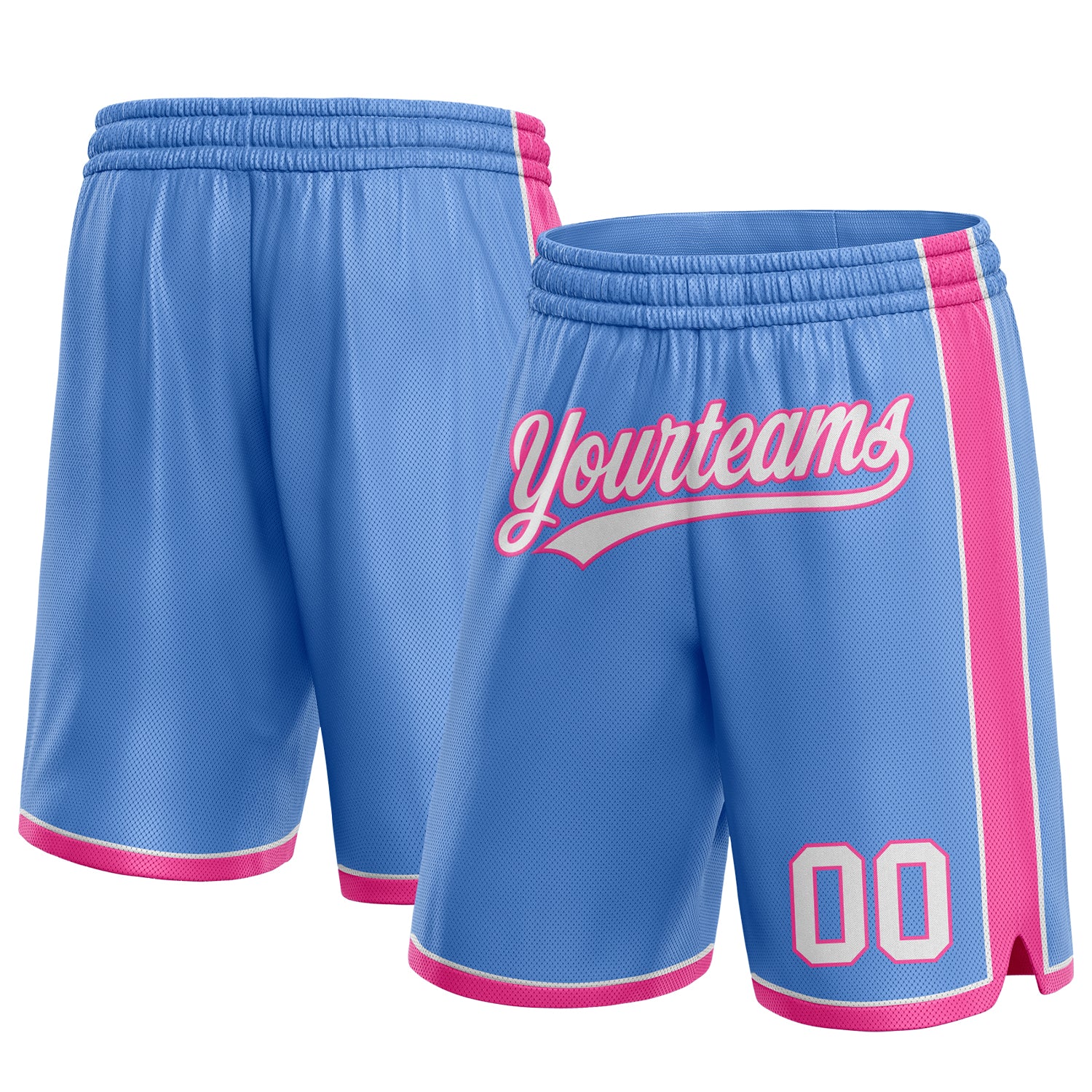Sale Build Light Blue Basketball Pink Shorts White – CustomJerseysPro