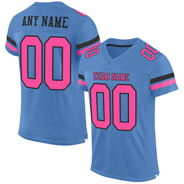 Custom Black Pink-Neon Green Mesh Authentic Football Jersey Discount