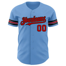 Load image into Gallery viewer, Custom Light Blue Red-Black Authentic Baseball Jersey
