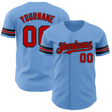 Load image into Gallery viewer, Custom Light Blue Red-Black Authentic Baseball Jersey
