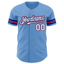 Laden Sie das Bild in den Galerie-Viewer, Custom Light Blue White Royal-Red Authentic Baseball Jersey
