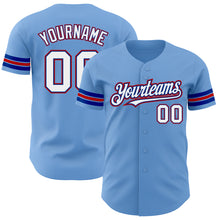 Laden Sie das Bild in den Galerie-Viewer, Custom Light Blue White Royal-Red Authentic Baseball Jersey
