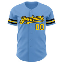 Laden Sie das Bild in den Galerie-Viewer, Custom Light Blue Yellow-Black Authentic Baseball Jersey
