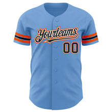 Load image into Gallery viewer, Custom Light Blue Black-Orange Authentic Baseball Jersey
