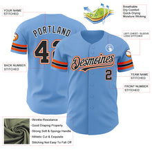 Load image into Gallery viewer, Custom Light Blue Black-Orange Authentic Baseball Jersey
