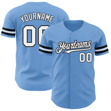 Load image into Gallery viewer, Custom Light Blue White-Black Authentic Baseball Jersey
