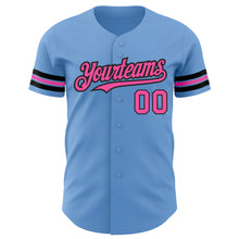 Загрузить изображение в средство просмотра галереи, Custom Light Blue Pink-Black Authentic Baseball Jersey
