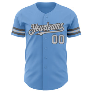 Custom Light Blue Gray-Steel Gray Authentic Baseball Jersey