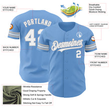 Load image into Gallery viewer, Custom Light Blue White-Gray Authentic Baseball Jersey
