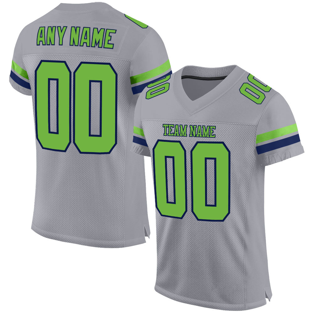 Custom Neon Green Navy-White Mesh Authentic Football Jersey –  CustomJerseysPro