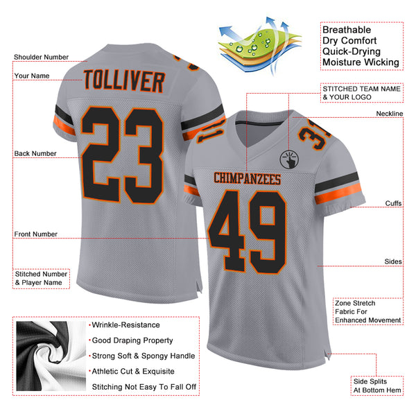 Cheap Custom Black Black-Orange Mesh Authentic Football Jersey Free  Shipping – CustomJerseysPro