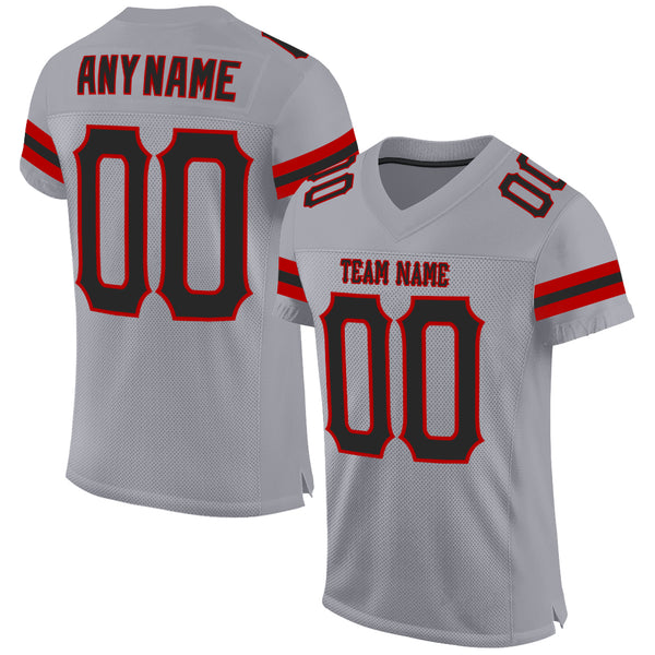 Custom Black White-Red Mesh Authentic Football Jersey