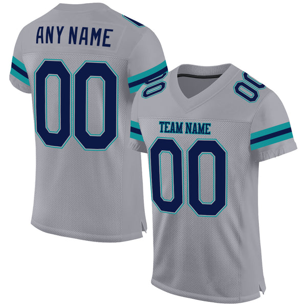 Cheap Custom Light Gray Navy-Aqua Mesh Authentic Football Jersey Free  Shipping – CustomJerseysPro