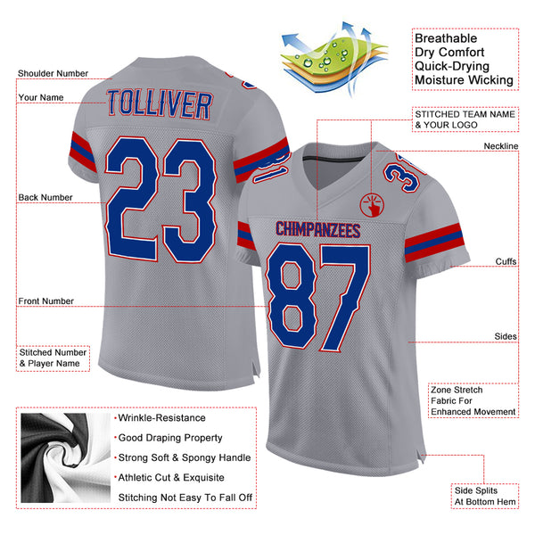 Cheap Custom Red White-Royal Mesh Authentic Football Jersey Free Shipping –  CustomJerseysPro