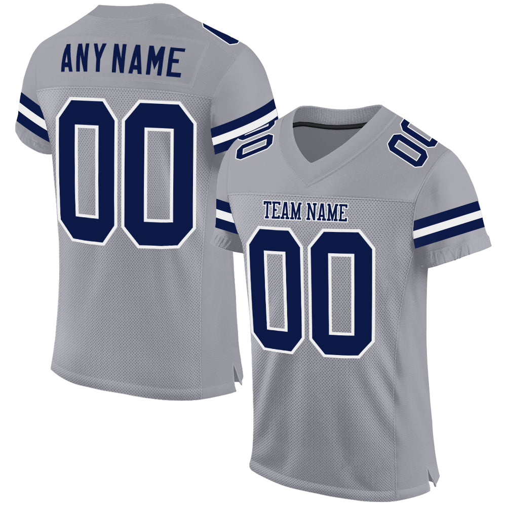 Cheap Custom Light Gray Navy-White Mesh Authentic Football Jersey Free  Shipping – CustomJerseysPro