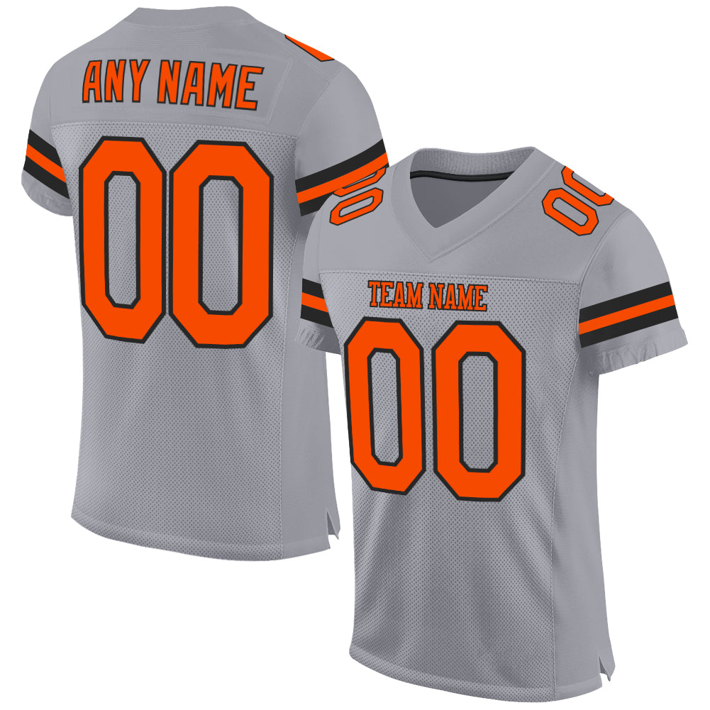 Custom Team Orange Football Authentic Green Mesh Jersey White