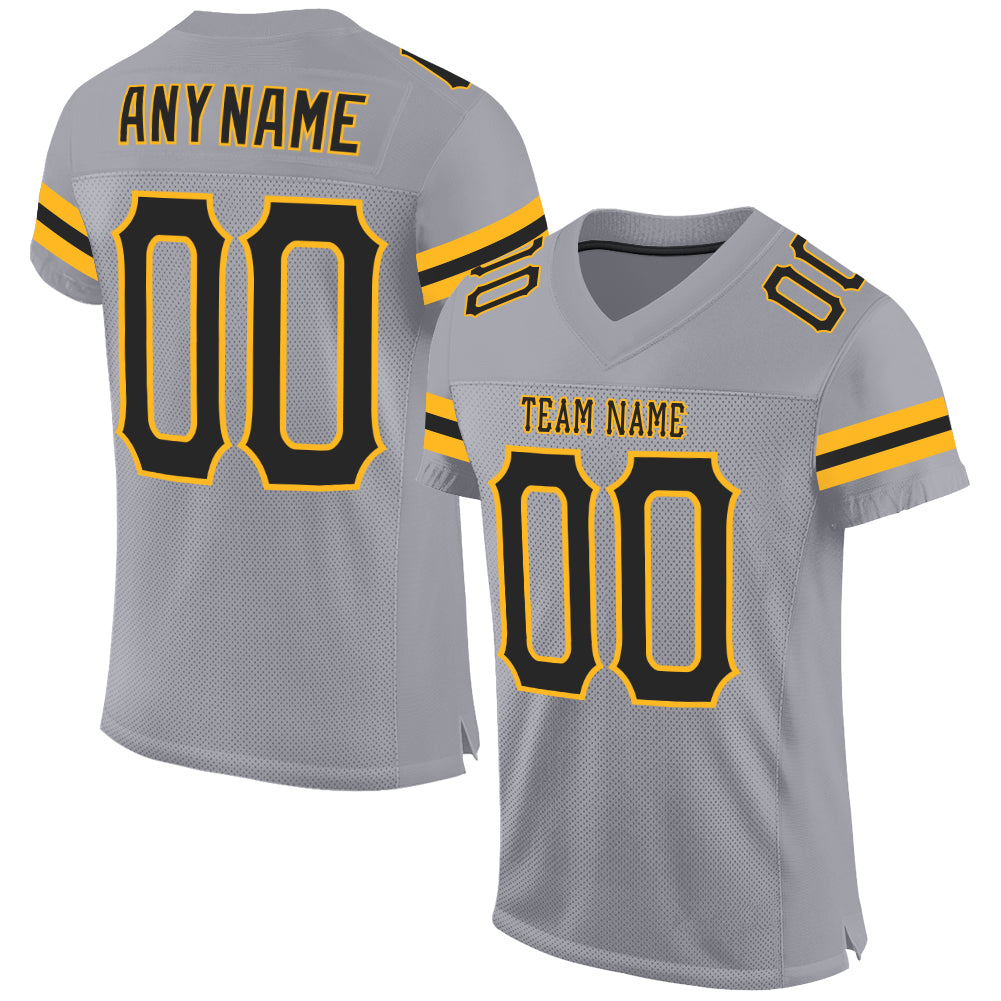 Custom Black Gold-White Mesh Authentic Football Jersey – CustomJerseysPro