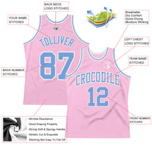 Load image into Gallery viewer, Custom Light Pink Light Blue-White Authentic Throwback Basketball Jersey
