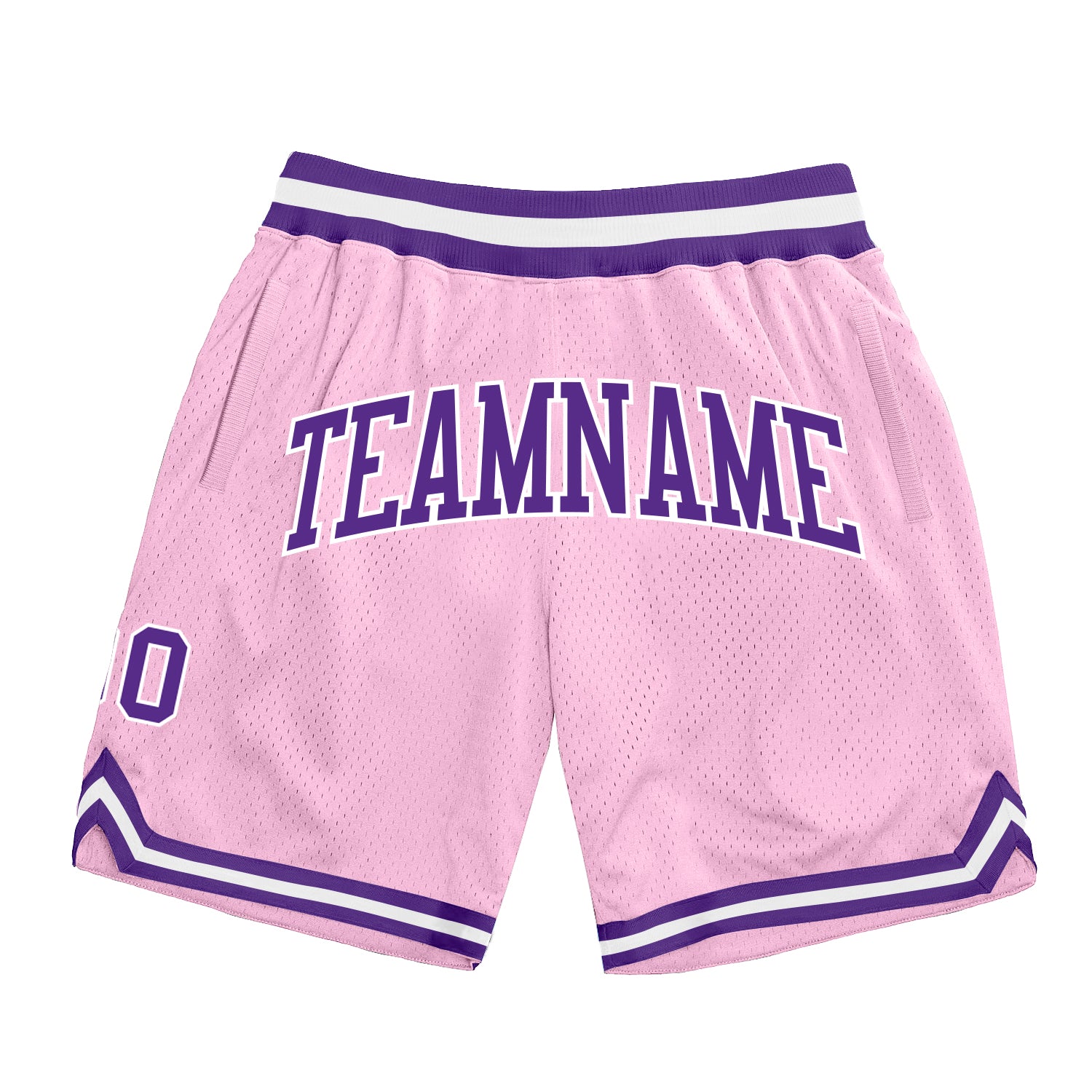 Custom Light Pink White-Purple Authentic Throwback Basketball Jersey