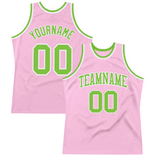 Загрузить изображение в средство просмотра галереи, Custom Light Pink Neon Green-White Authentic Throwback Basketball Jersey
