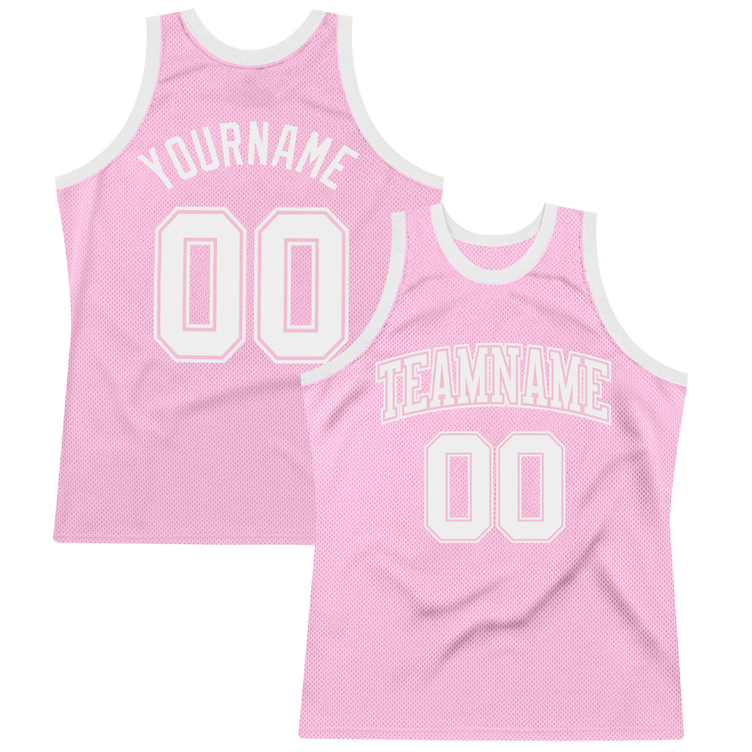 Cheap Custom Light Pink White Authentic Throwback Basketball Jersey Free  Shipping – CustomJerseysPro