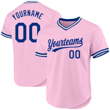 Load image into Gallery viewer, Custom Light Pink Royal-White Authentic Throwback Baseball Jersey
