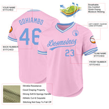 Load image into Gallery viewer, Custom Light Pink Light Blue-White Authentic Throwback Baseball Jersey
