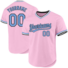 Charger l&#39;image dans la galerie, Custom Light Pink Light Blue-Black Authentic Throwback Baseball Jersey
