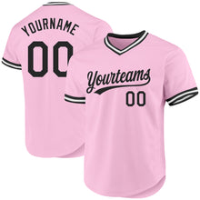 Load image into Gallery viewer, Custom Light Pink Black-White Authentic Throwback Baseball Jersey
