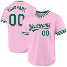 Load image into Gallery viewer, Custom Light Pink Kelly Green-White Authentic Throwback Baseball Jersey
