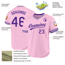 Load image into Gallery viewer, Custom Light Pink Purple-White Authentic Throwback Baseball Jersey
